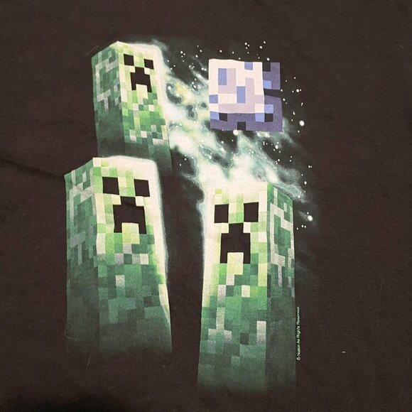 Minecraft Three Creeper Moon Kids Boys Size Medium Tshirt Game Shirt - Picture 3 of 16